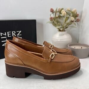Naturalizer Cabaret-O Chunky Lug Sole Loafer Brown/Gold Women 12M NWB